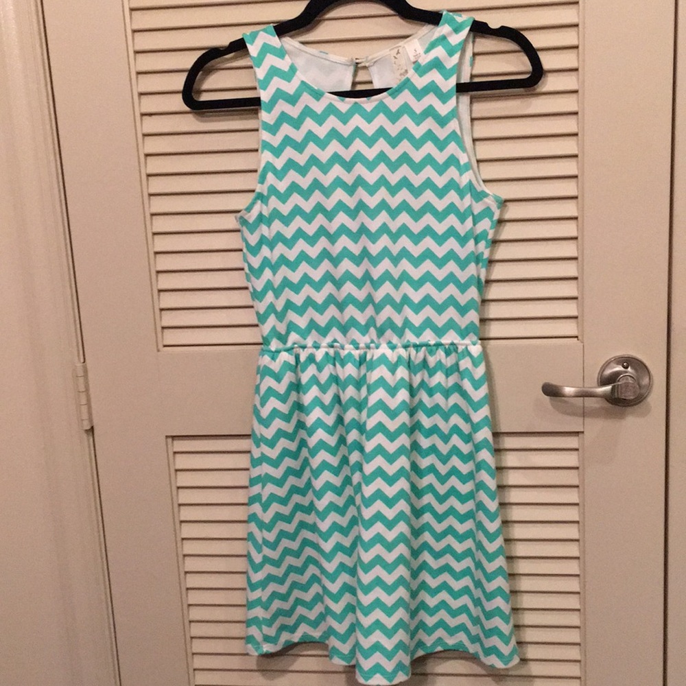 Mint & White Chevron Spring open-back Sun Dress